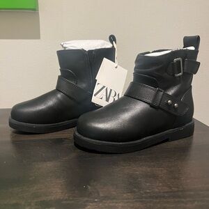 Zara toddler black moto boots NWT